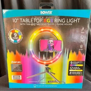 Black Tablet Stand with Adjustable RGB Lighting